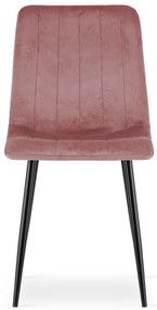 Set štyroch jedálenských stoličiek LAVA zamatové, ružové / čierne nohy (4 ks)