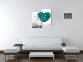 Gario Obraz s hodinami Tyrkysový strom lásky - 2 dielny Rozmery: 60 x 60 cm