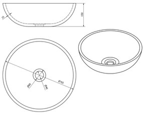 Sapho - Umývadlo na dosku PRIORI priemer 41 cm keramika/pestrofarebné