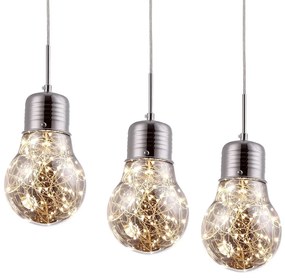 Závesné svietidlo Bulb 3, chrómové telo svietidla, ch