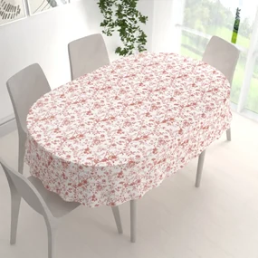 Biante Bavlnený oválny obrus Sandra SA-640 Lososové kvety na bielom 100x160 cm