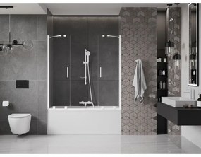 Mexen Velar Duo, 2-krídlová posuvná vaňová zástena 140 x 150 cm, 8mm číre sklo, biely profil, 896-140-000-02-20