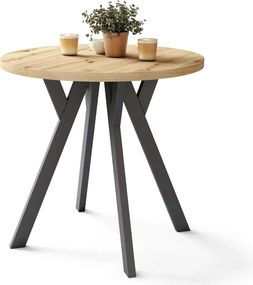 ALMO 80 Dub Artisan / čierne nohy – okrúhly stôl s nohami Y, loftový/industriálny do kuchyne, obývačky a jedálne
