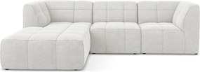 Biela rohová pohovka z textílie buklé (ľavý roh/s leňoškou) Aloha – Makamii