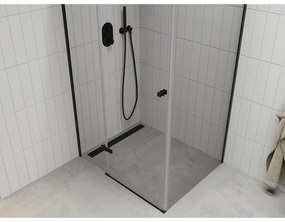 Mexen Roma, sprchovací kút 90 (dvere) x 110 (stena) cm, 6mm číre sklo, čierny profil, 854-090-110-70-00