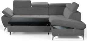 Rohová sedacia súprava Gisele, stredne šedá látka, pravý roh