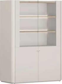 Vitrína Elivo 100 cm dvojdverová - kašmír / olejovaný dub