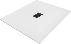 Mexen Hugo, obdĺžniková sprchová vanička SMC 140 x 100 cm, biela, čierna krytka, 42101014-B