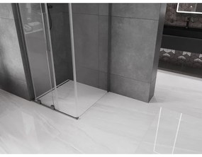 Mexen Velar L, sprchový kút s posuvnými dverami 90 x 90 cm, 8mm číre sklo, grafit brúsený, 871-090-090-03-66