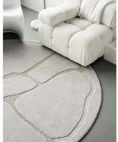 Svetlosivý vlnený okrúhly koberec ø 120 cm Morphic Organica – Agnella