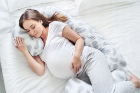 Tehotenský a dojčiaci vankúš BABYMAM PREMIUM 300 cm 3v1 - Pierka s bielou