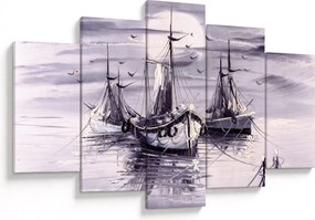 Obraz - Prístav, olejomaľba (150x105 cm)