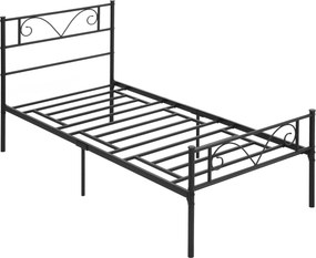 HOMCOM Jednolôžková Kovová Postel 31 cm pre Matraci 90x190 cm s Motívom Motýľa a Úložným Priestorom pod Postelou 95x196x100 cm Čierna | Aosom