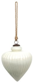 Biela antik sklenená ozdoba Vinett XL - Ø 17*20 cm