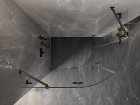 Mexen Lunar, polkruhový sprchový kút naklápací doľava 100 x 70 cm, 8mm číre sklo, pištoľovo sivý kartáčovaný - 833-100L-070P-66-00