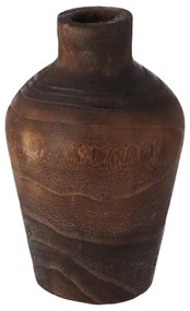 Hogewoning Drevená stĺpová váza tmavá 19 cm