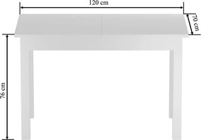 Vintino Jedálenský stôl ZENOX 120–160 cm × 70 cm – biely