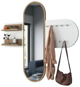 Nástenný vešiak so zrkadlom Pomi White and Walnut