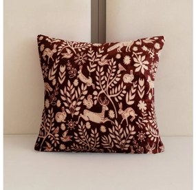 Mikroplyšová obliečka na vankúšik FOREST ANIMALS 45x45 cm, vínový