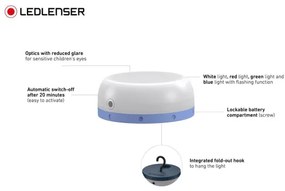 Ledlenser KIDCAMP6 RAINBOW - stmievateľná prenosná LED lampa LED/3xAAA IP44 modrá