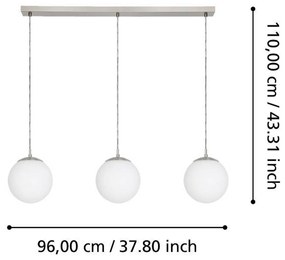 EGLO Rondo závesné svietidlo, 3-pl., nikel/biela