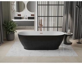 Mexen Roxy, voľne stojaca vaňa 180 x 85 cm, biela-čierna, medený matný prepad, 51201808575-65