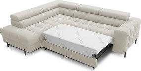 Krémovobiela rozkladacia/s úložným priestorom rohová pohovka z textílie buklé (ľavý roh/do L) Ferucce – ELTAP