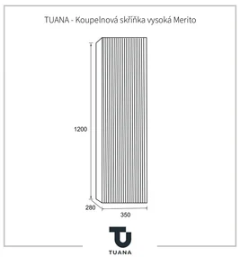 Tuana Merito, vysoká kúpeľňová skrinka 35x120x28 cm, prírodná, CER-TU-476114
