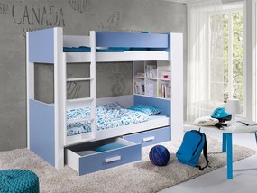 Poschodová posteľ Rebiko 90, Strana: ľavá, Farby:: biela / modrý
