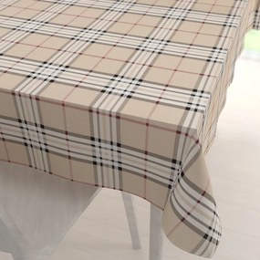 Biante Bavlnený obdĺžnikový obrus Sandra SA-548 Čierno-červeno-biele káro na béžovom 80x120 cm