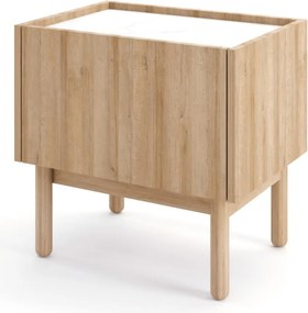 Nočný stolík Boho, dub riviéra/biely mramor