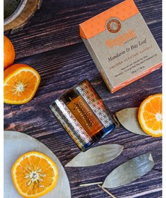 Organická vykurovacia sviečka Mandarin & Bay Leaf 200 g v skle so zlatou fóliou