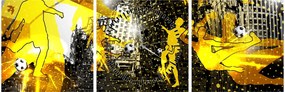 Obraz - Futbal vo veľkomeste (s hodinami) (90x30 cm)