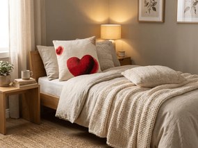 Obojstranná obliečka na vankúšik DUO SENSE HEARTELLE 45x45 cm mikroplyš/flanel, krémový