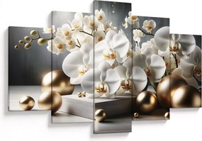 Obraz - Orchidea a zlaté gule (150x105 cm)