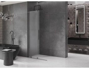 Mexen Velar, sprchová zástena s posuvnými dverami Walk-in 70 x 200 cm, 8mm sklo námraza, grafit brúsený, 871-070-000-33-66
