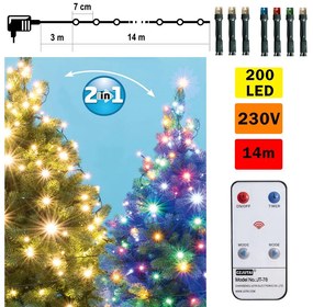 FK technics LED Vianočná vonkajšia reťaz 200xLED 17m IP44 teplá biela/multicolor + DO FK0189