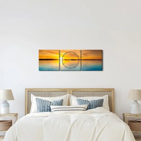 Obraz východu slnka (s hodinami) (90x30 cm)