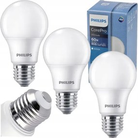 3x LED žiarovka E27 8W 806lm 100lm/w 4000k