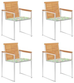 Záhradné stoličky 4 ks s podložkami tíkový masív