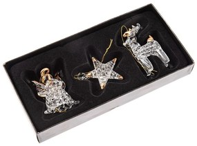 Sklenené vianočné ozdoby v súprave 3 ks 9 cm – Dakls