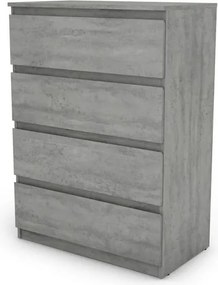 Komoda so 4 zásuvkami Carlos, šedý beton, 75 cm