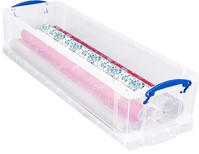 Robustný plastový box na baliace papiere a iné potreby, transparentný, 80x26x16 cm Manutan