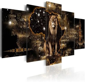 Obraz - Golden Lion (5 Parts) Wide Veľkosť: 100x50, Verzia: Na talianskom plátne
