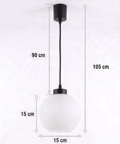 Brilagi - LED luster na lanku RETRO GLASS 1xE27/60W/230V pr. 15 cm čierna/biela
