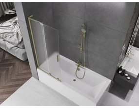 Mexen Velar L, 2-krídlová posuvná vaňová zástena 80 x 150 cm, 8mm sklo námraza, zlatá matná, 896-080-003-31-55