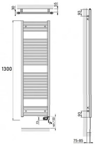 ZEHNDER Aura - elektrický radiátor 1300 x 500 mm s vykurovacou tyčou 750W RAL 9016 biela lesklá, PBEZ-120-50/MQ