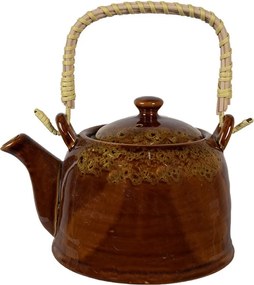 Hnedožltá porcelánová kanvička na čaj - 14*12*12 cm / 0,75L