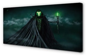 Obraz canvas Temná postava zeleného ohňa 140x70 cm