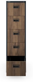 Kovová kartotéka, 5 zásuviek SARA V5, 460 x 1630 x 620 mm, Eco Design: antracitová/ orech